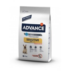 Advance Dog Mini Sensitive для собак малых пород с чувствительным пищеварением с лососем и рисом 7,5 кг ВЕСОВОЙ