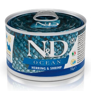 Влажный корм для собак Farmina N&D Grain Free OCEAN HERRING & SHRIMP ADULT MINI с селедкой, треской, тунцом и креветкой 140 г Влажный корм для собак Farmina N&D Grain Free OCEAN HERRING & SHRIMP ADULT MINI с селедкой, треской, тунцом и креветкой 140 г