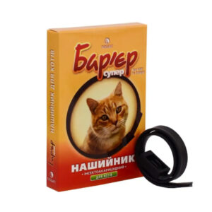 Барьер ошейник от блох и клещей черный для кошек Продукт Барьер ошейник от блох и клещей черный для кошек Продукт