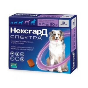 НексгарД Спектра таблетки от блох, клещей, глистов для собак 15-30 кг №3 Merial