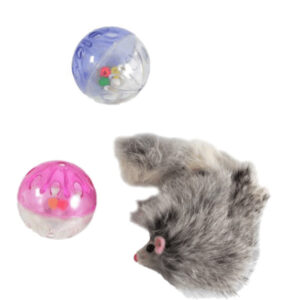 Набор игрушек для кошки 2 пластиковых шара, меховая мышь XW0329