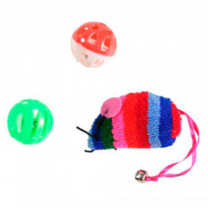 Набор игрушек для кошки цветная мышь, 2 мячика-погремушки XW0338
