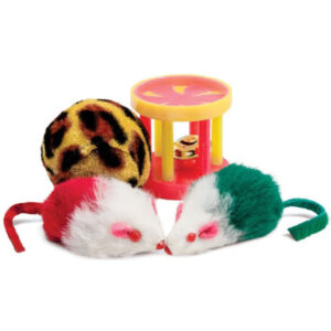 Набор игрушек для кошки 2 мыши, меховой шар, барабан  144XW0046