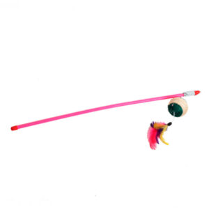 Удочка-дразнилка шар веревочный с перьями В028