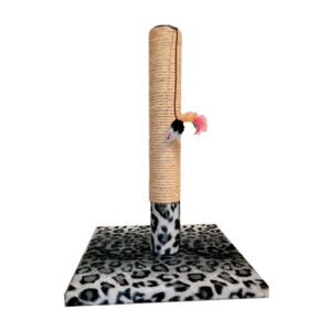 Когтеточка-столбик Снежный барс с мышкой на подставке квадрат сизаль 30*30*45 см FOX S824