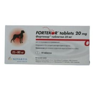 Фортекор 20 мг для собак весом 21-80 кг 14тб. Novartis