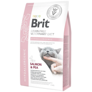 Сухой корм для котов с пищевой алллергией Veterinary Diet Hypoallergenic с лососем и горохом 2  кг Brit