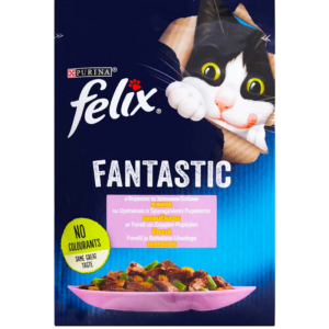 Корм для котов Felix Fantastic с форелью и зелеными бобами в желе  85 г Purina