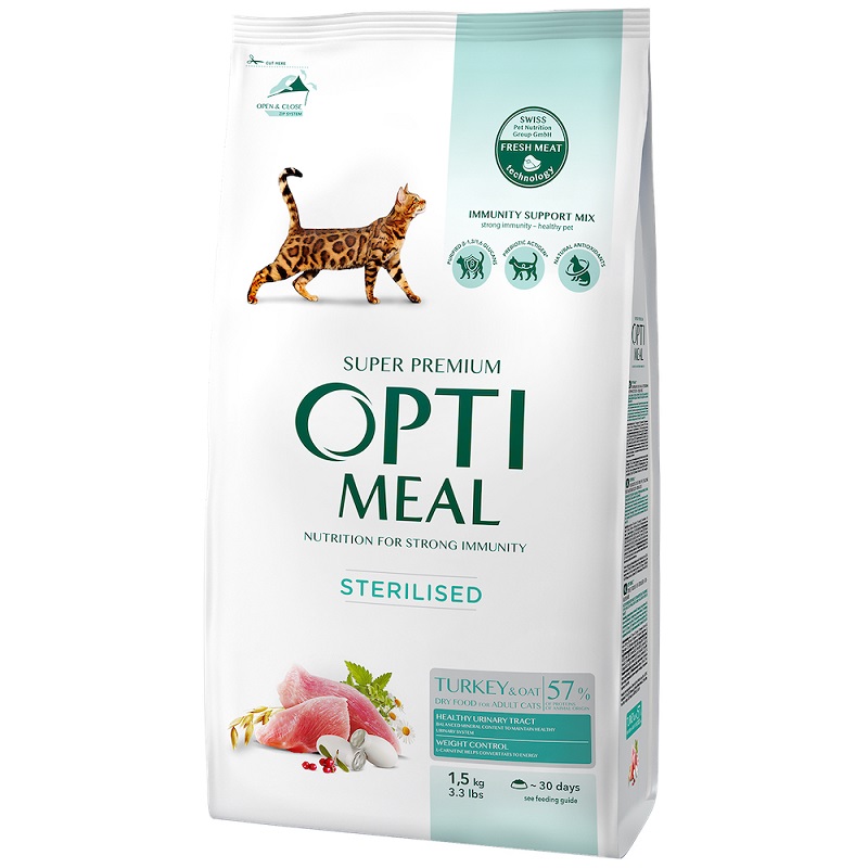Сухой корм для стерилизованых котов Sterilised Turkey with oat с индейкой и овсом 1,5 кг Optimeal Сухой корм для стерилизованых котов Sterilised Turkey with oat с индейкой и овсом 1,5 кг Optimeal