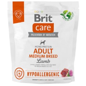 Сухой корм для собак от 10 до 25 кг Dog Hypoallergenic Adult Medium Breed с ягненком 1 кг Brit Care