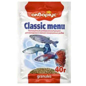 Корм для аквариумных рыб в гранулах  Classic Menu 40 г Аквариус