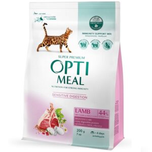 Сухой корм для  котов с чувствительным пищеварением Adult Cat Lamb Sensitive с ягненком 200 г Optimeal