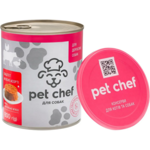 Корм д/соб Пет шеф Pet Chef паштет взрослых мясное ассорти консерва 800 г