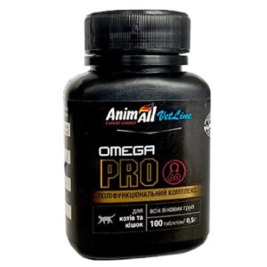 Таблетки для котов и кошек  VetLine Omega PRO 0,5 г витаминный комплекс №100 AnimAll срок 08.2025