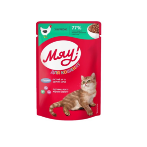Корм для котят с курицей в нежном соусе 85 г Мяу