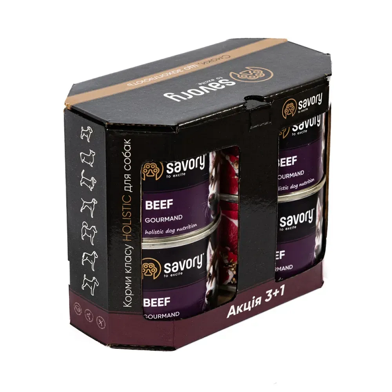 Корм для собак 3+1 консерва Сейвори SAVORY индейка 100 г 55021 Корм для собак 3+1 консерва Сейвори SAVORY индейка 100 г 55021