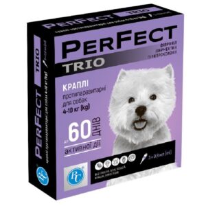 Капли для собак 4-10 кг Perfect Trio от блох и клещей  0,8 мл №3 Ветсинтез срок 03.2026
