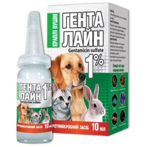 Капли ушные для собак и котов Генталайн 1% лечение заболеваний и инфицированных ран ушей 10 мл O.L.KAR срок 05.2026