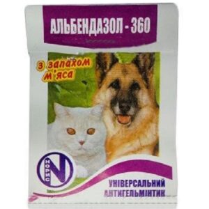 Таблетки Альбендазол-360 антигельмитик широкого спектра действия 1 таблетка на 15 кг веса Норис срок 03.2026