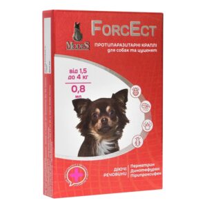 Капли для щенков и собак 1,5-4 кг ForcEct 0,8 мл противопаразитарное средство №1 Modes срок 08.2026