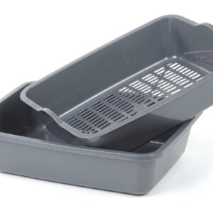 Туалет для котов и кошек Барсик глубокий с сеткой 40*30*11 см  серый Природа