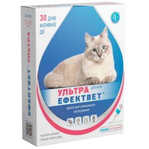 Капли на холку для котов Эффектвет Ультра 1 мл от блох вшей клещей и власоедов №5 Ветсинтез срок 06.2026