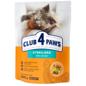 Сухой корм для стерилизованых котов с курицей Adult Cats Sterilisedl 900 г Клуб 4 лапы