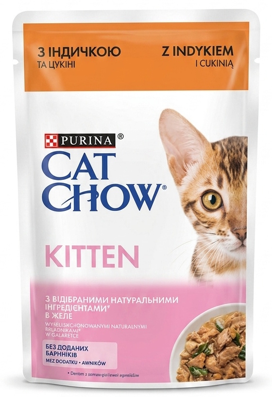 Корм для котят Cat Chow с индейкой и кабачками в желе 85 г Purina Корм для котят Cat Chow с индейкой и кабачками в желе 85 г Purina