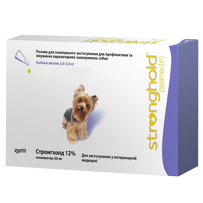 Раствор для собак 2,6-5 кг Стронгхолд 12% от паразитарных заболеваний 1 пипетка Zoetis срок 11.2026 Раствор для собак 2,6-5 кг Стронгхолд 12% от паразитарных заболеваний 1 пипетка Zoetis срок 11.2026