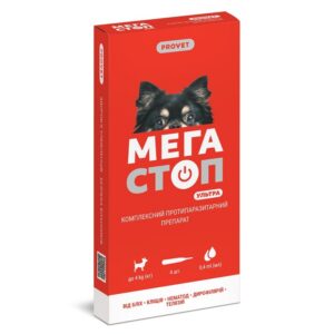 Капли для собак до 4 кг МегаСтоп Ультра 0,4 мл  №4  ProVet срок 12.2026